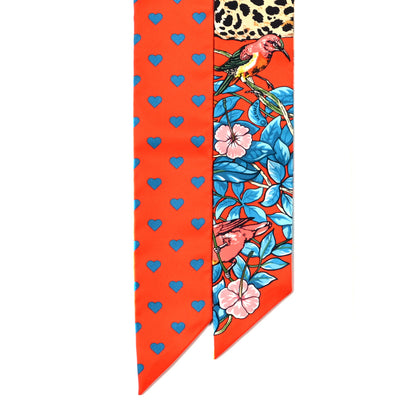 Hermes Silk Jungle Love Love Twilly Orange Bleu Brun 2 of 3