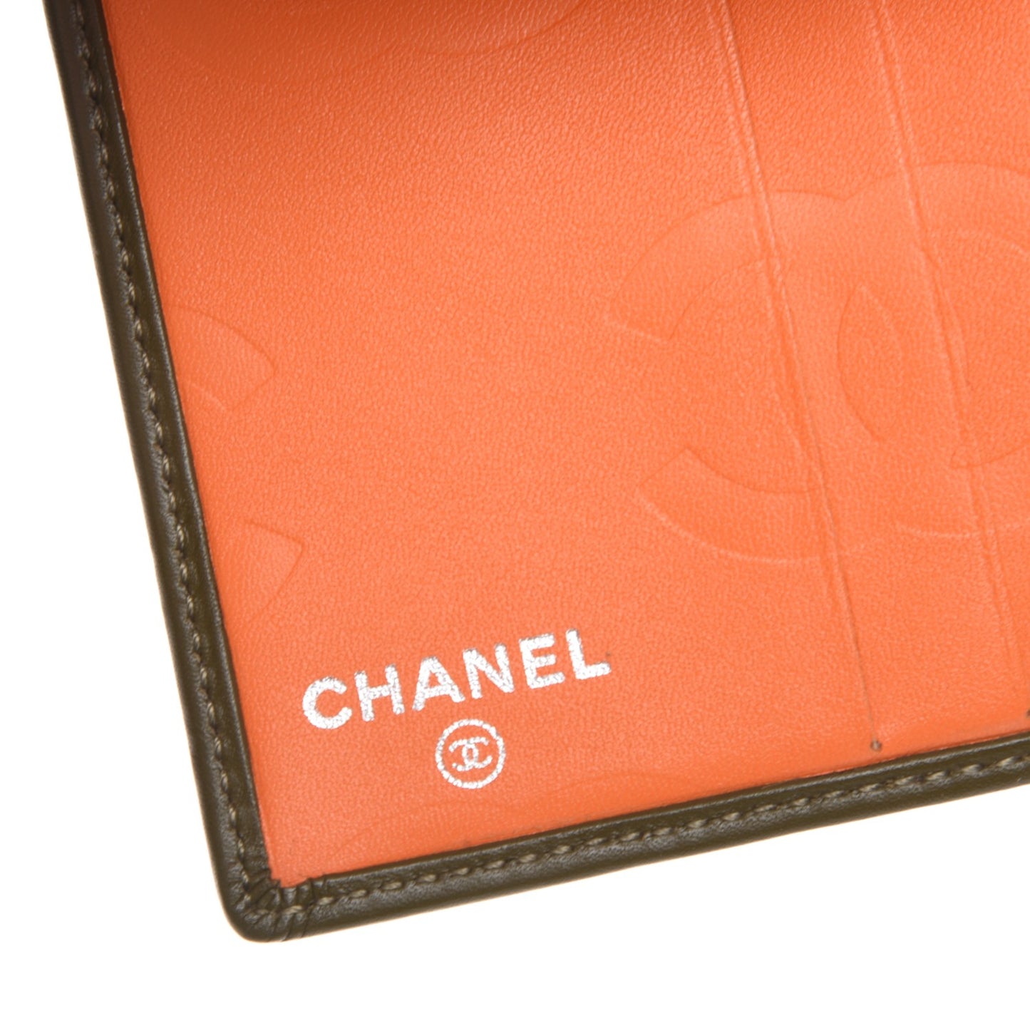 Calfskin Python Quilted Cambon Bi-Fold Wallet Khaki