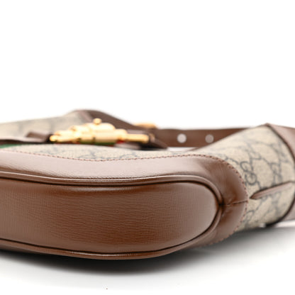 Gucci GG Supreme Monogram Azalea Calfskin Web Small Jackie 1961 Hobo Beige Ebony Brown Sugar 10 of 10