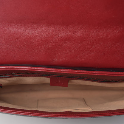 Gucci Vintage Effect Calfskin Matelasse Diagonal Large Torchon GG Marmont Shoulder Bag Black Romantic Cherry 5 of 10