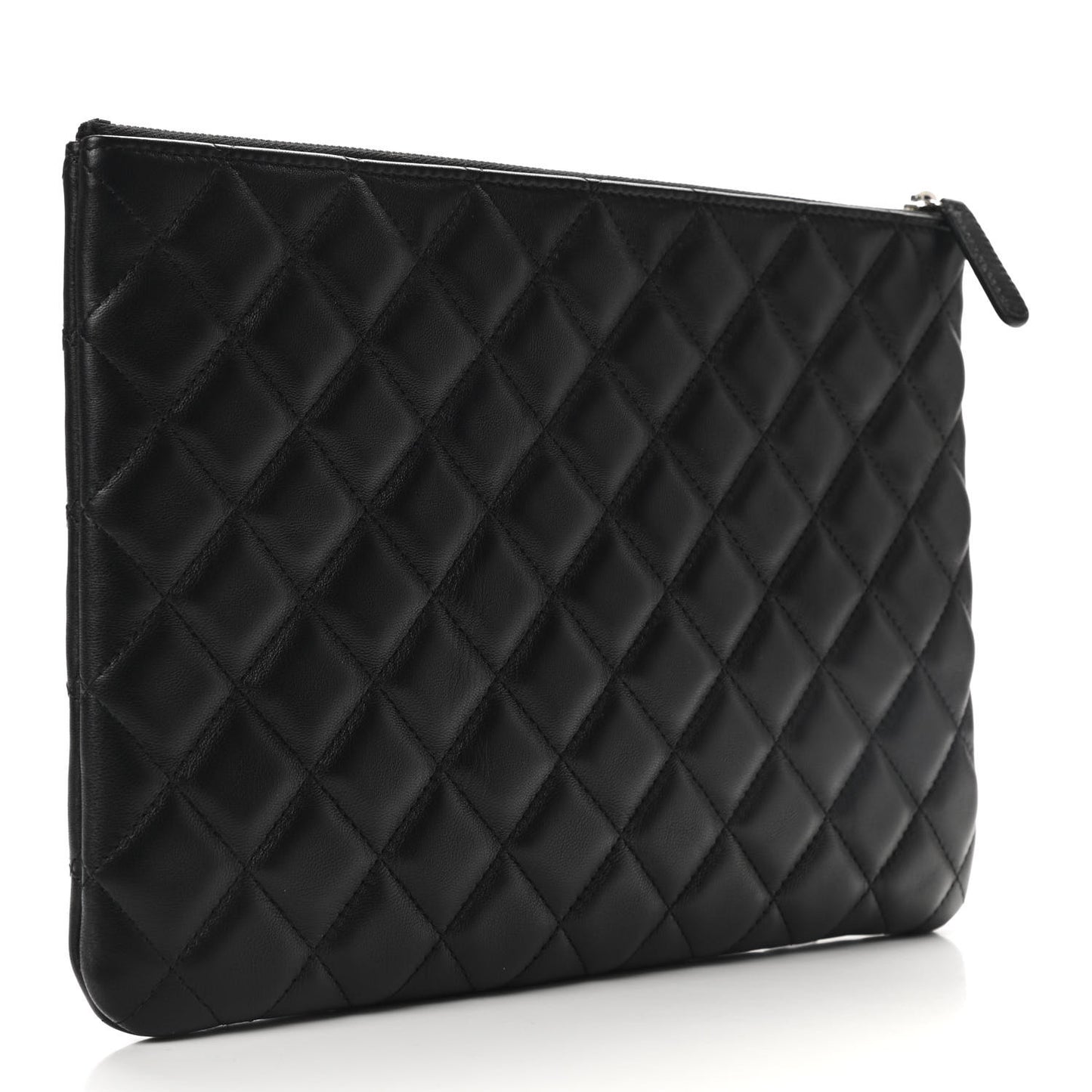 Lambskin Quilted Large Cosmetic Case Black