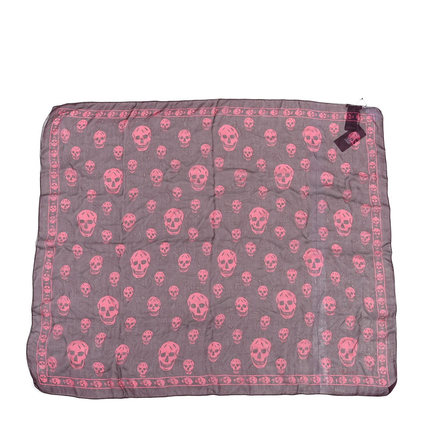 Silk Chiffon Skull Scarf Bordeaux Pink