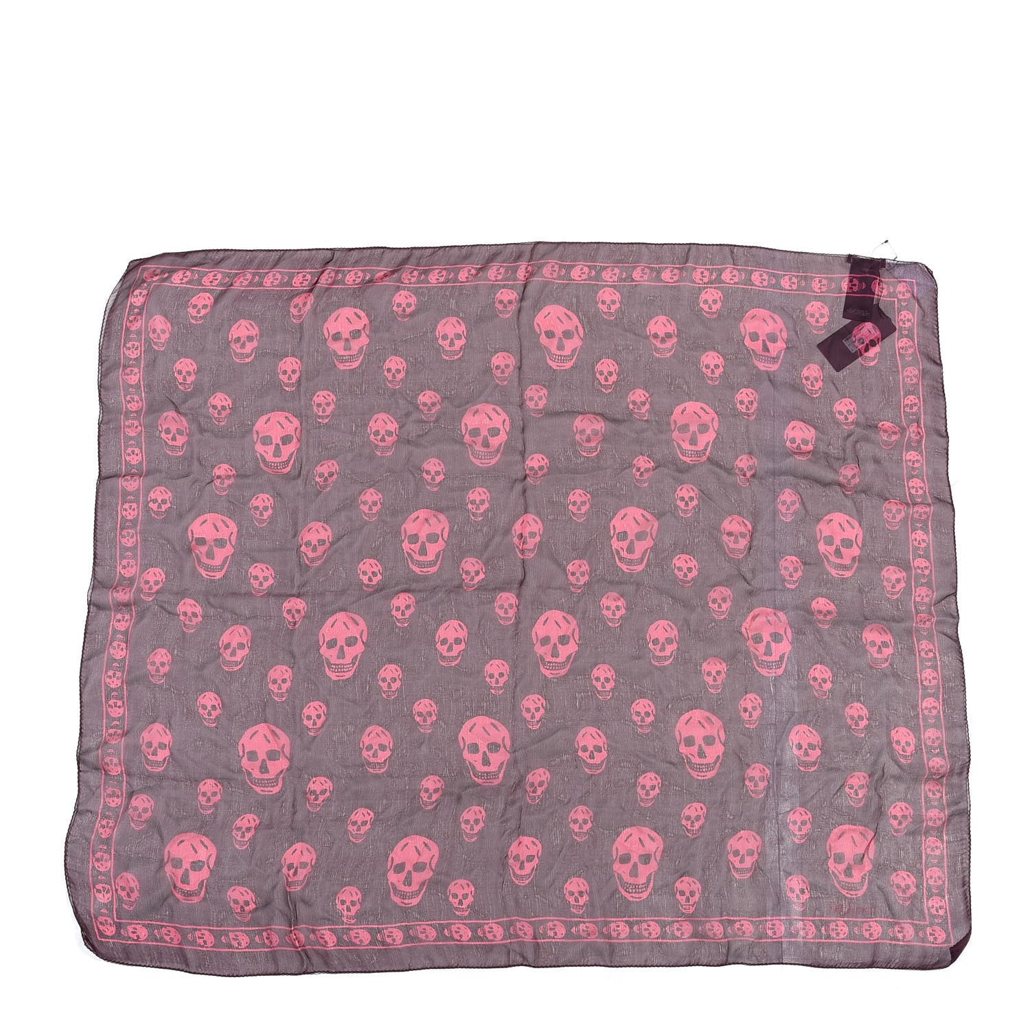 Alexander McQueen Silk Chiffon Skull Scarf Bordeaux Pink 1 of 3