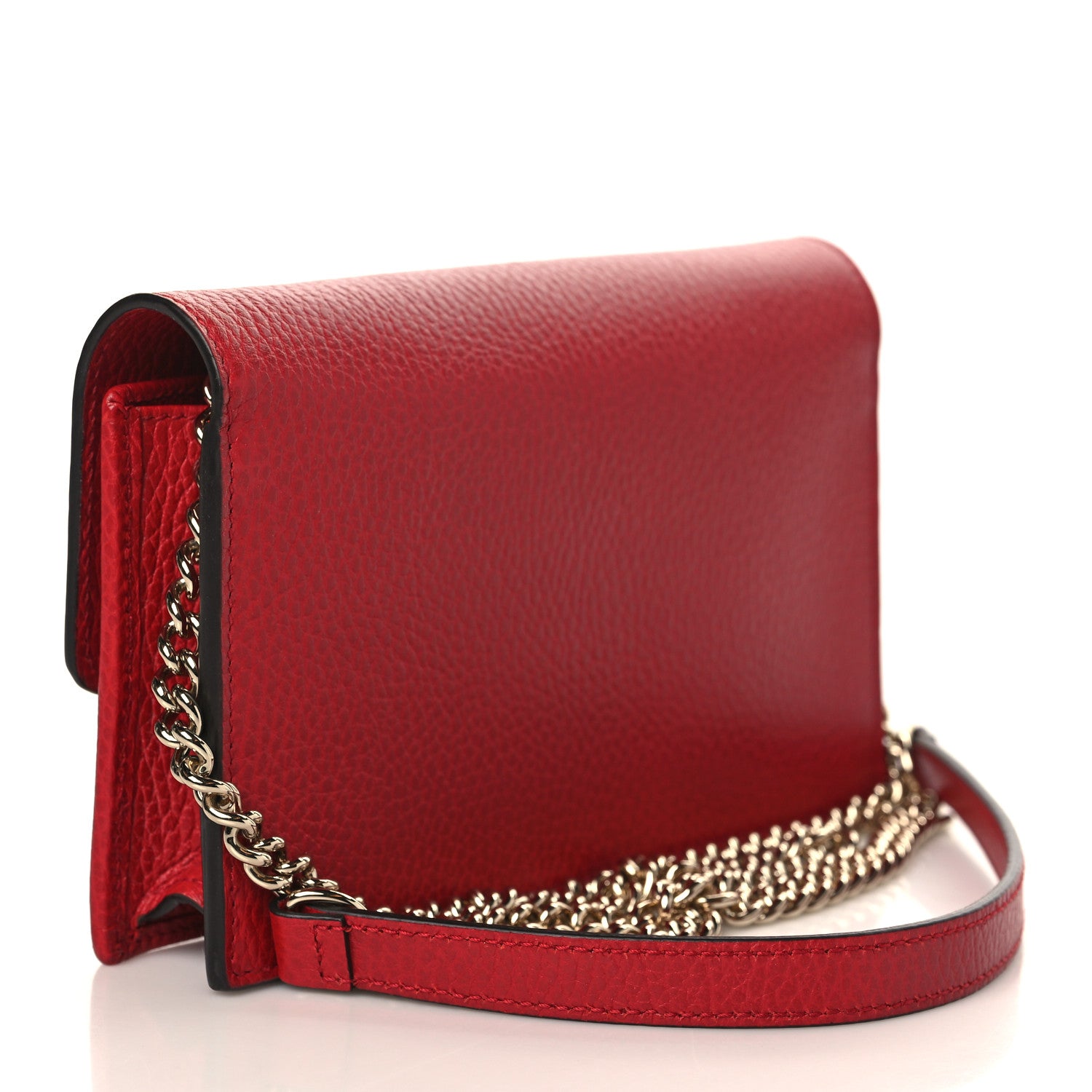 Gucci Dollar Calfskin Interlocking G Chain Wallet Red 3 of 8