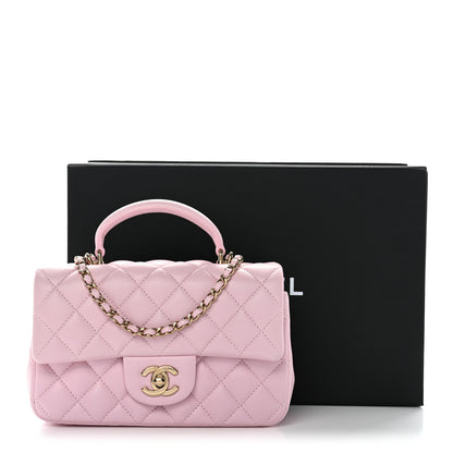 Chanel Lambskin Quilted Mini Top Handle Rectangular Flap Light Pink 11 of 11
