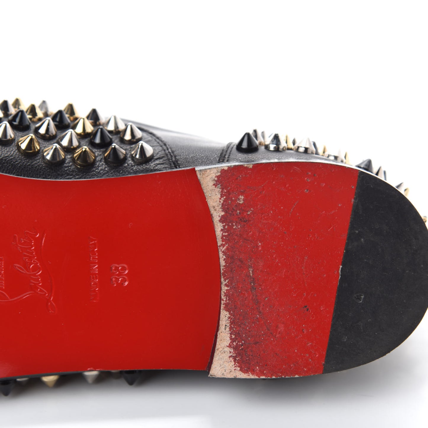 Calfskin Studded Womens Oxfords 38 Blackn Gold