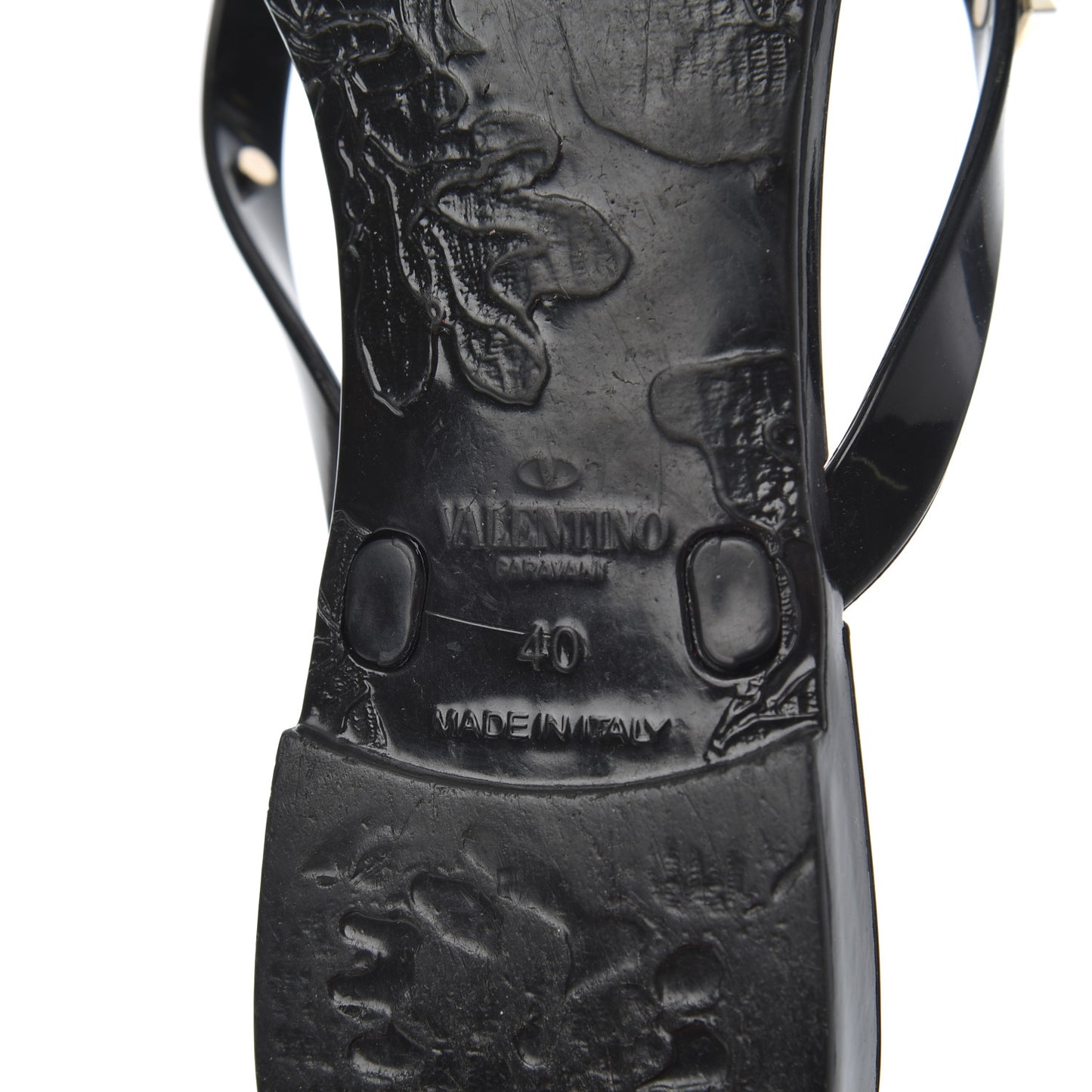 PVC Jelly Rockstud Bow Thong Sandals 40 Black