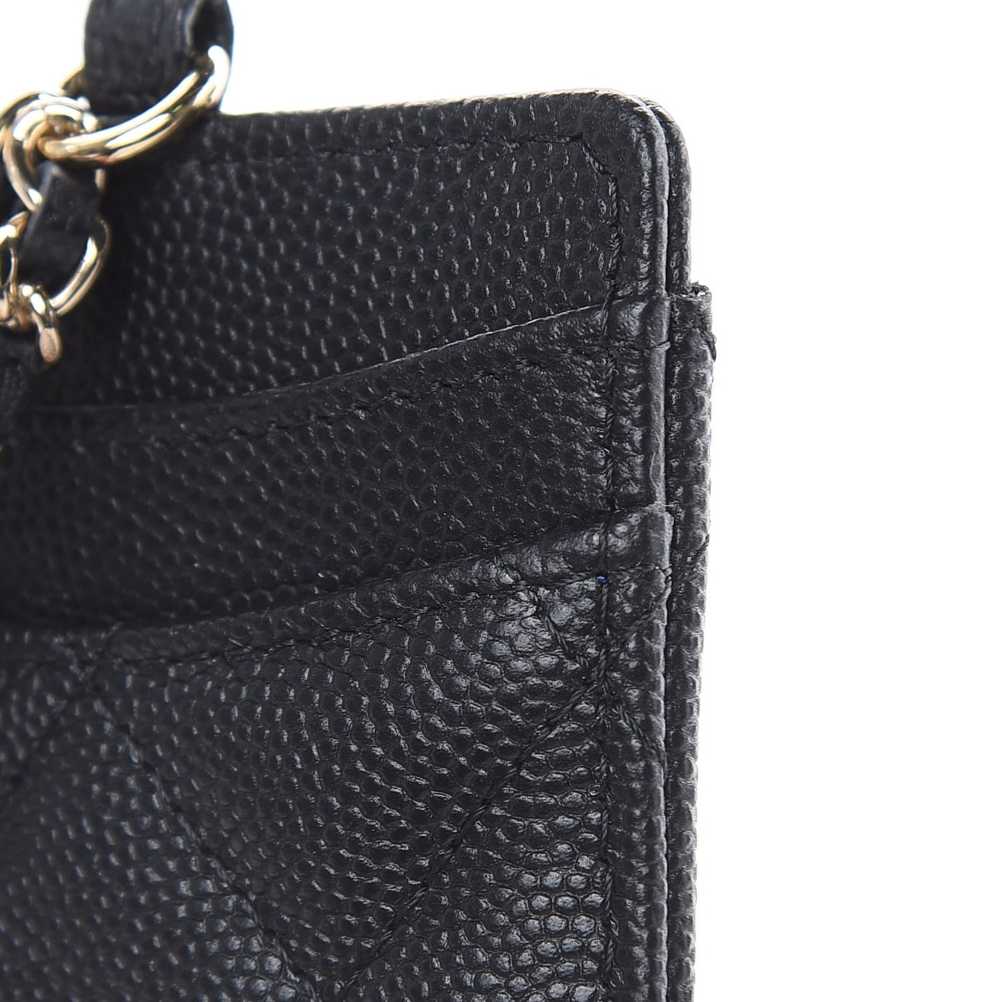 Caviar Quilted Card Holder On Chain Black