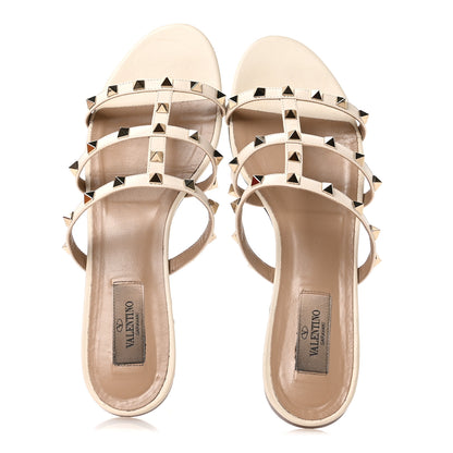 Valentino Garavani Nappa Rockstud Caged Flat Slide Sandals 40 Light Ivory 2 of 9