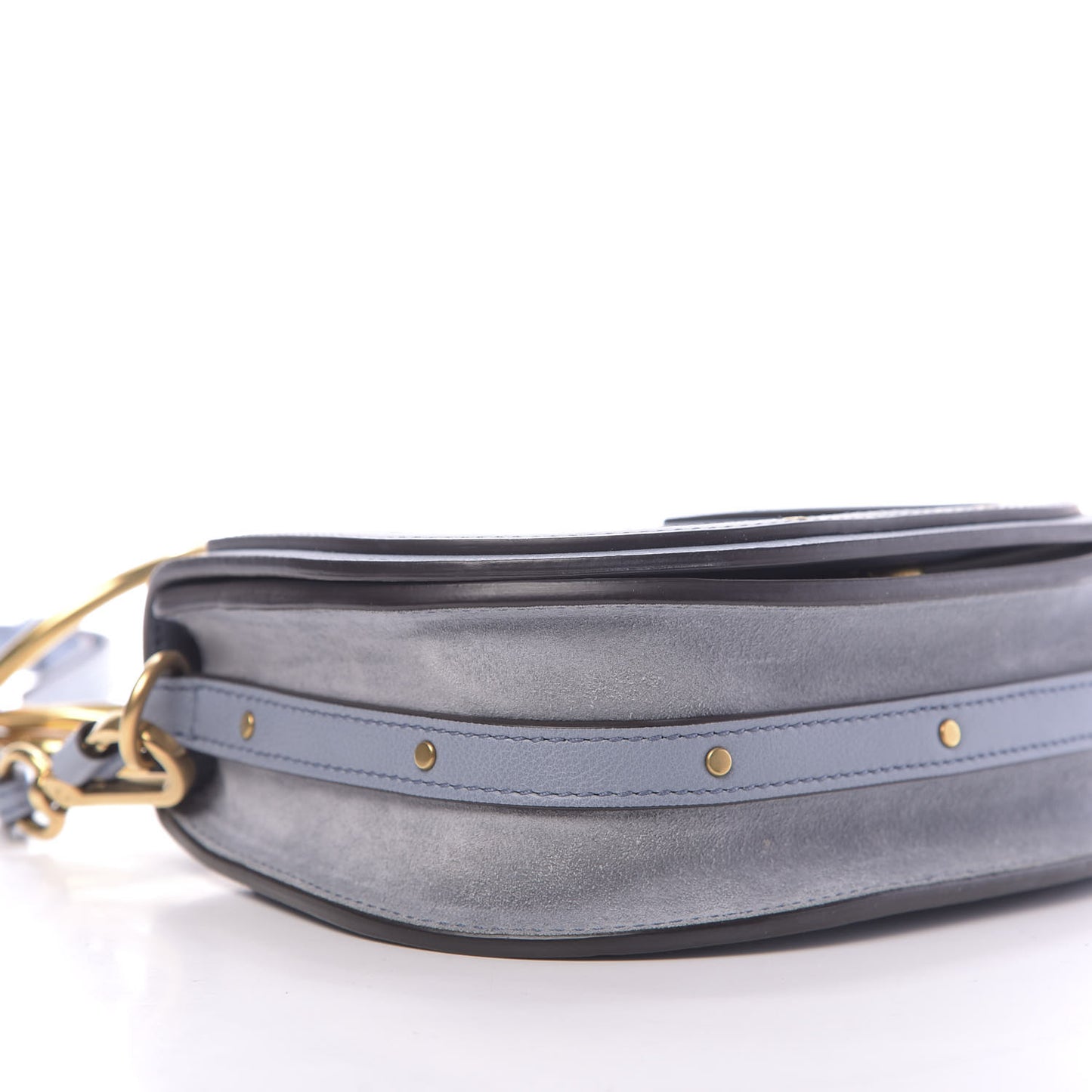 Calfskin Suede Small Nile Bracelet Bag Cloudy Blue