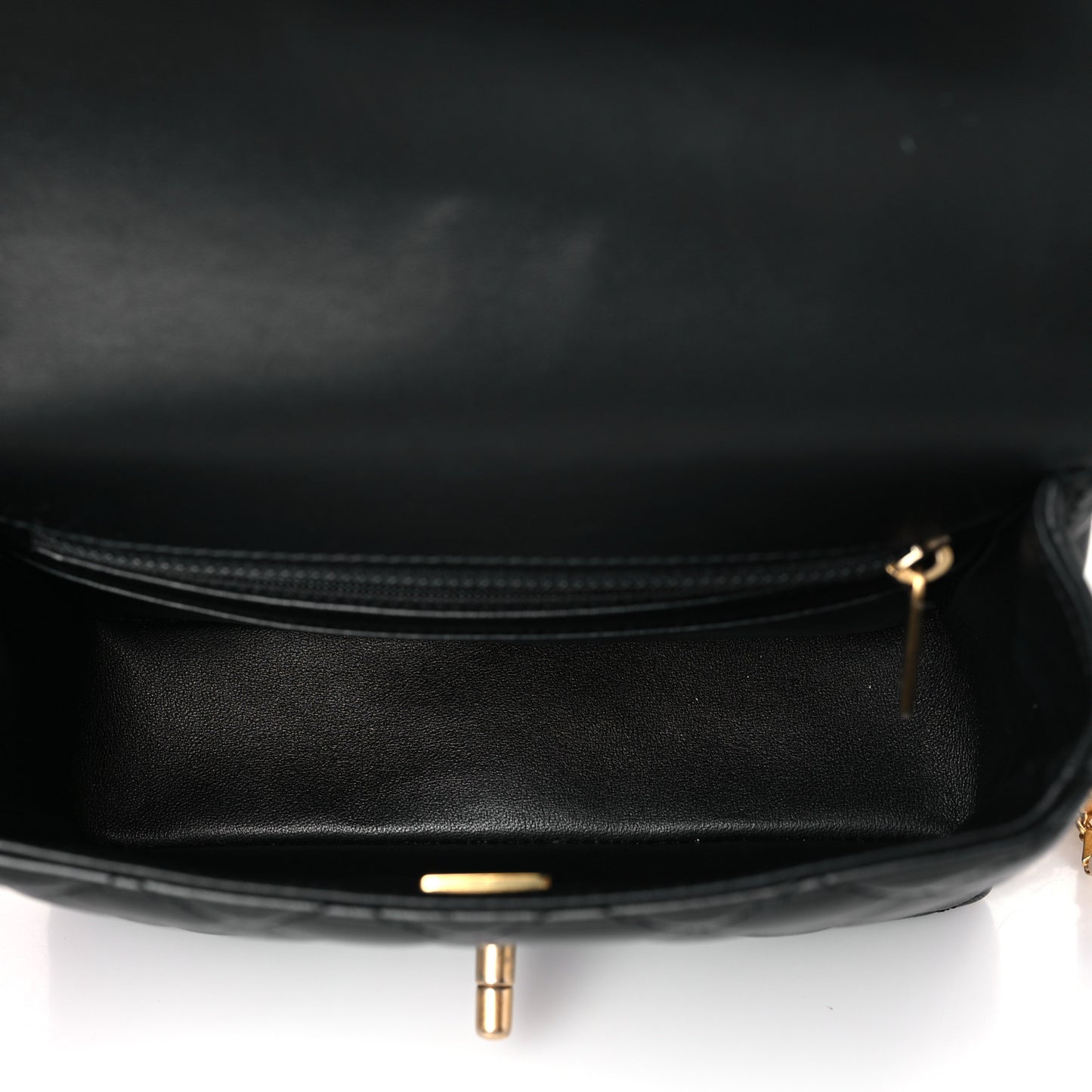 Lambskin Enamel Quilted Mini Flap Black