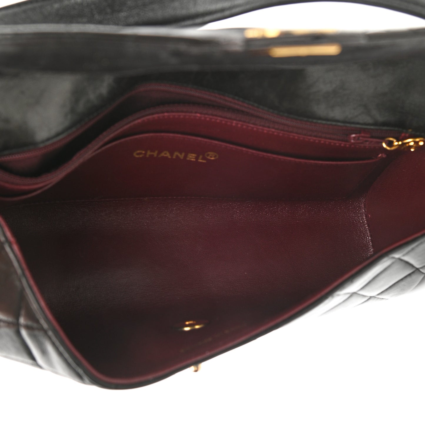 Lambskin Quilted CC Flap Shoulder Bag Black