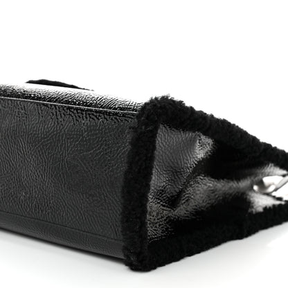 Telfar X UGG Crinkle Patent Shearling Medium Shopping Bag Black 9 of 10