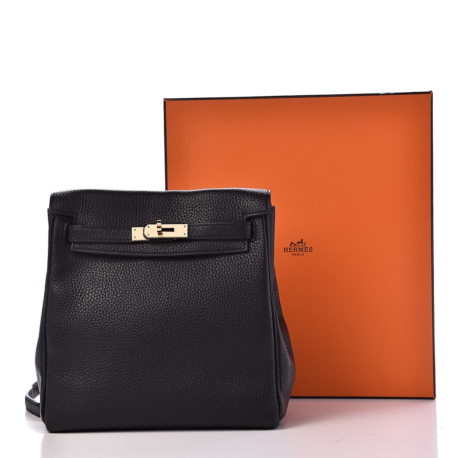 Hermes Taurillon Clemence Kelly Ado Backpack Black 11 of 11