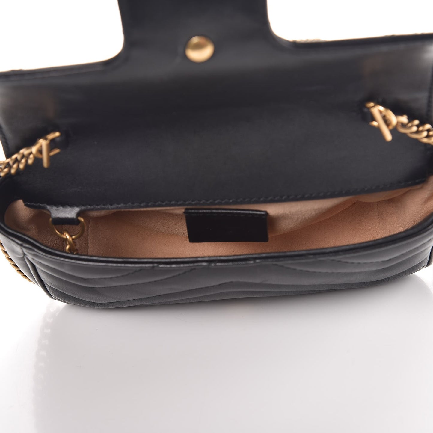 Calfskin Matelasse Super Mini GG Marmont Shoulder Bag Black