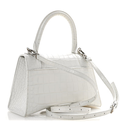 Balenciaga Calfskin Crocodile Embossed Small Hourglass Top Handle Bag White 3 of 15