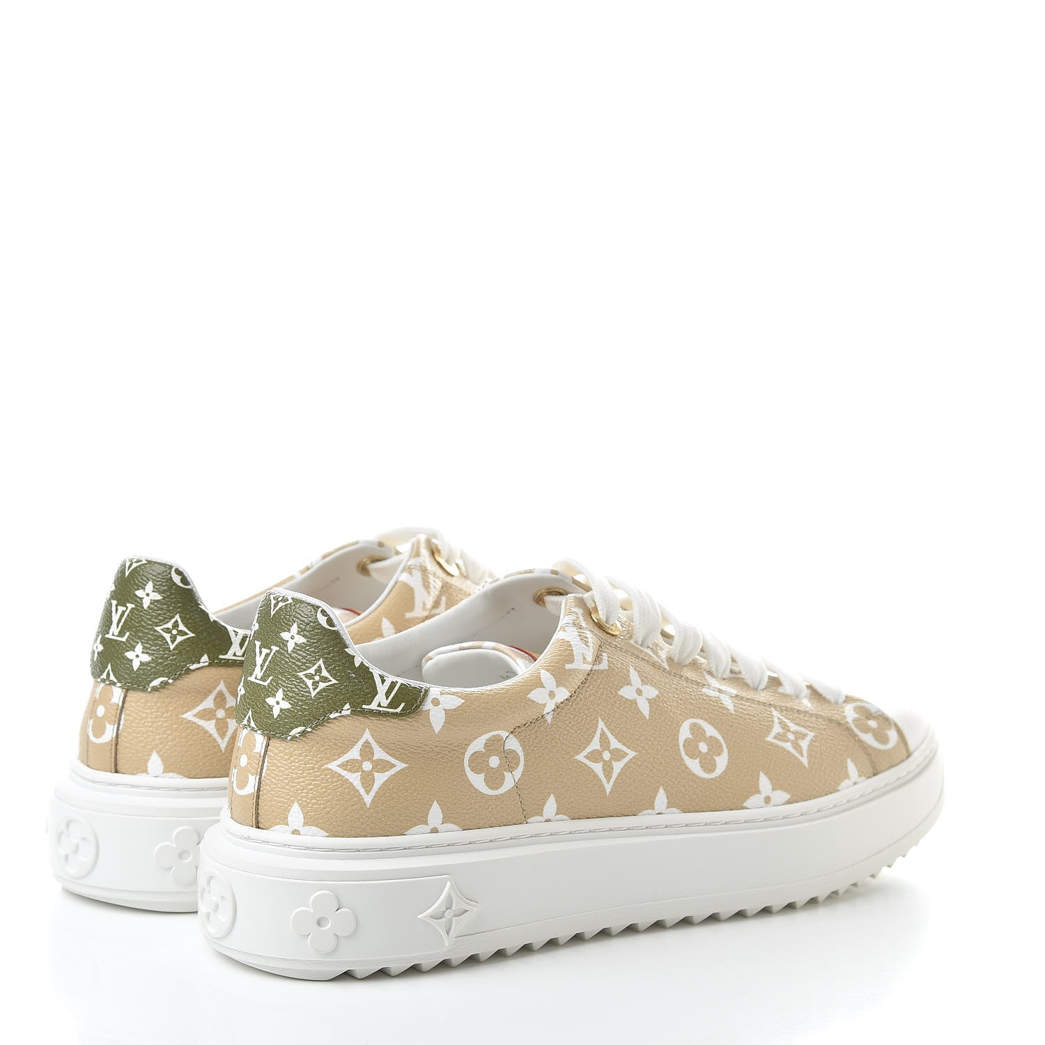 Louis Vuitton Monogram Giant Time Out Sneakers 41 Kaki White Beige 4 of 10
