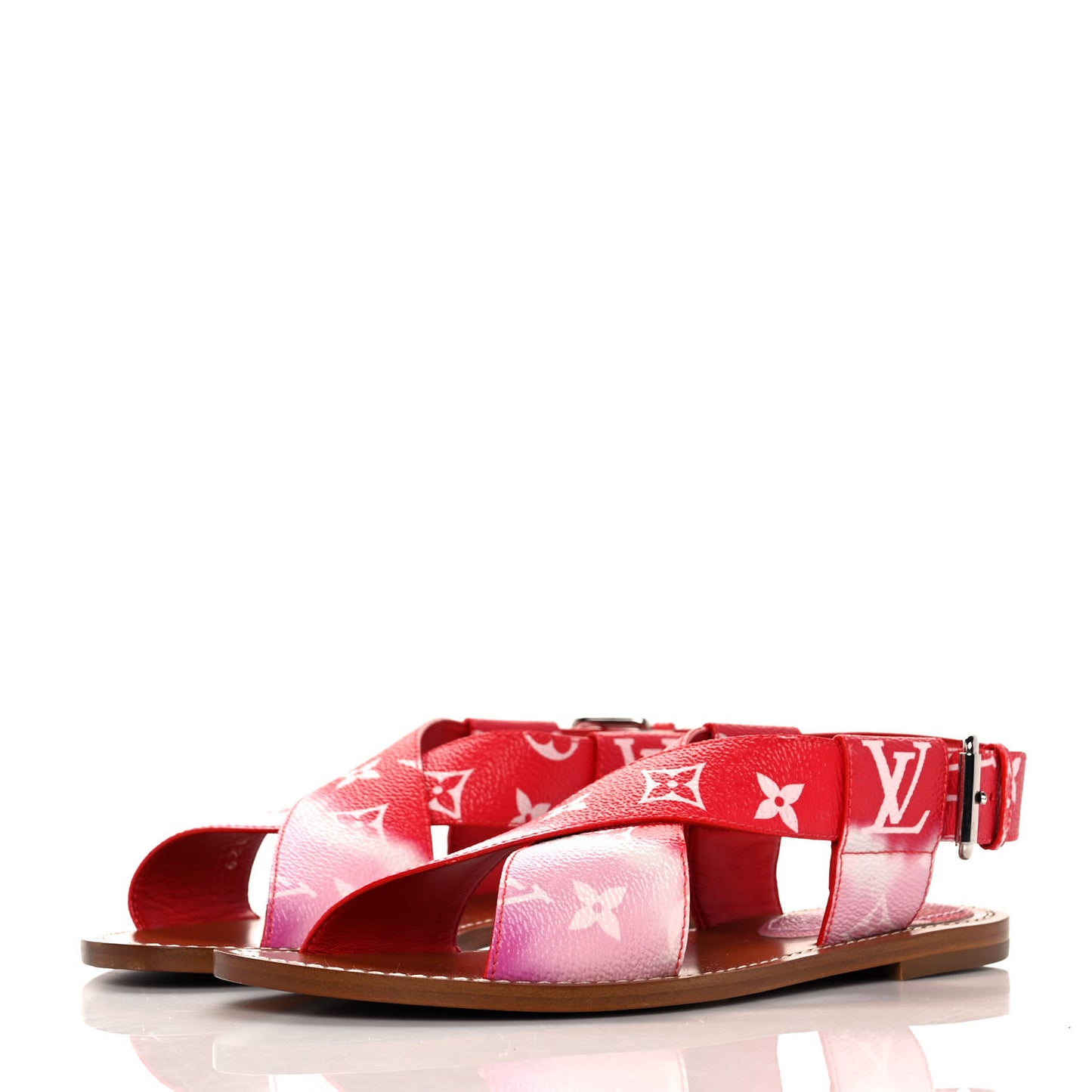 Monogram Escale Palma Flat Sandals 36.5 Rouge