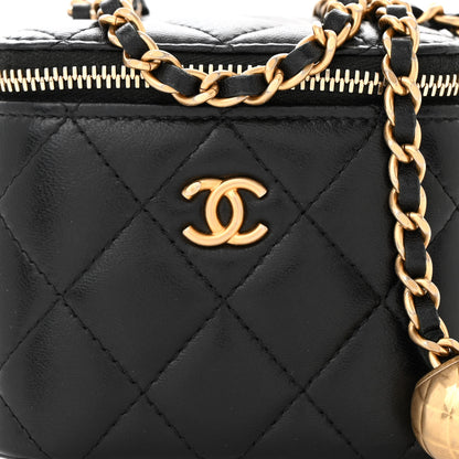 Chanel Lambskin Quilted Mini Pearl Crush Vanity Case With Chain Black 8 of 10