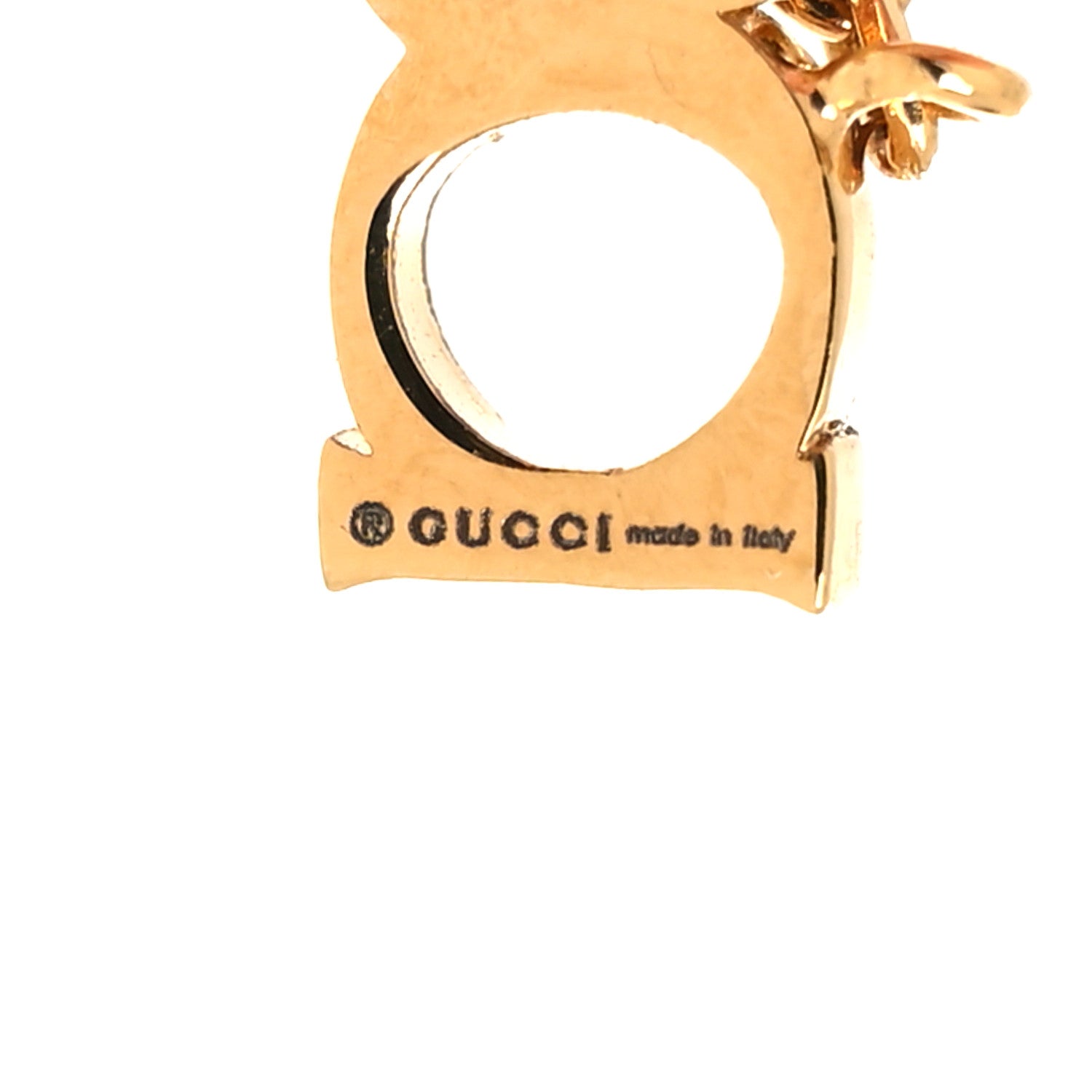Gucci Metal Crystal Pearl Script Drop Single Earring Gold 4 of 4