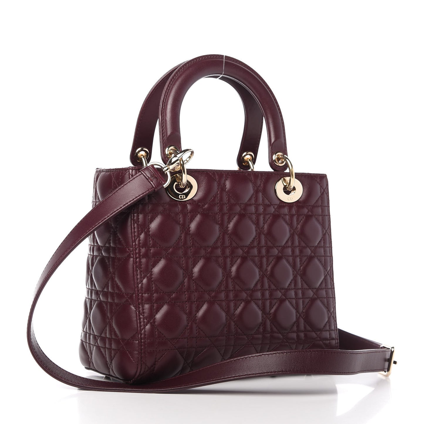 Lambskin Cannage Medium Lady Dior Burgundy