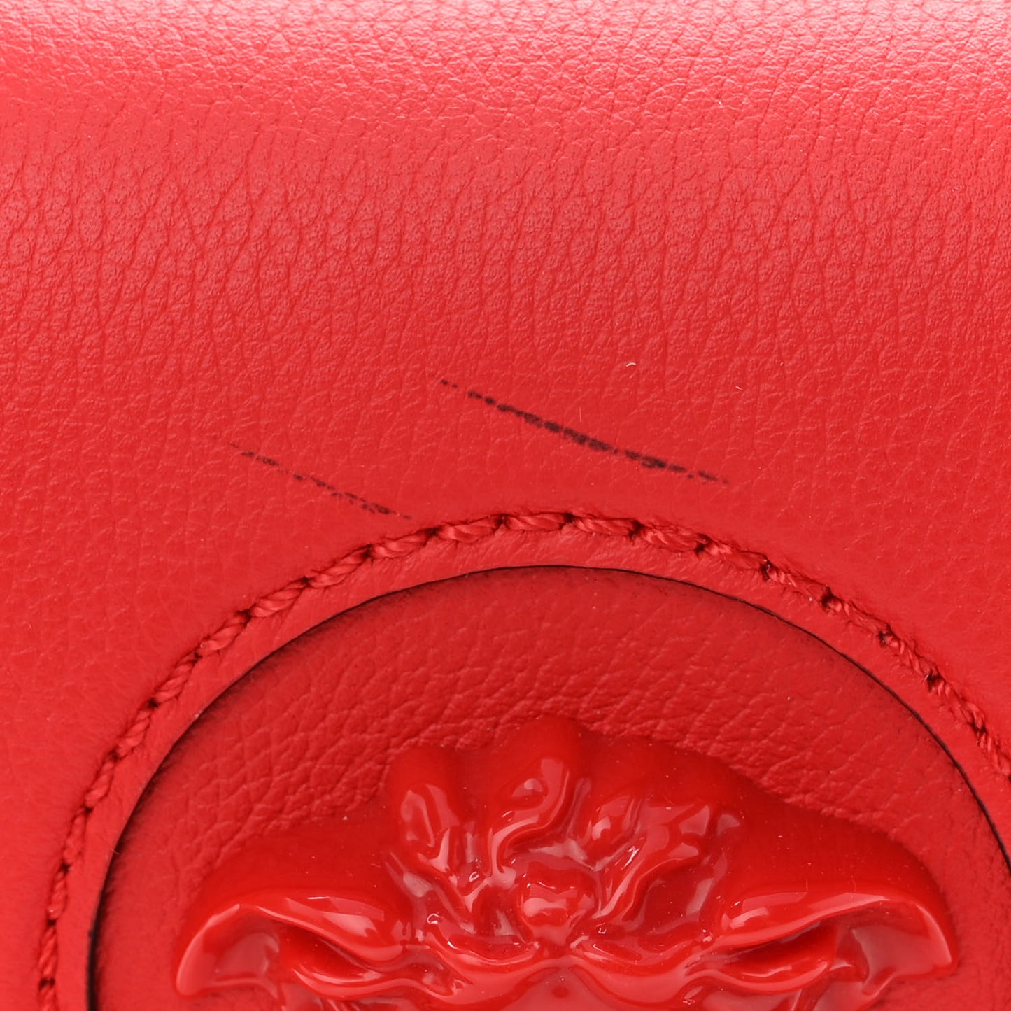 Grained Calfskin Medusa Small Top Handle Handbag Red