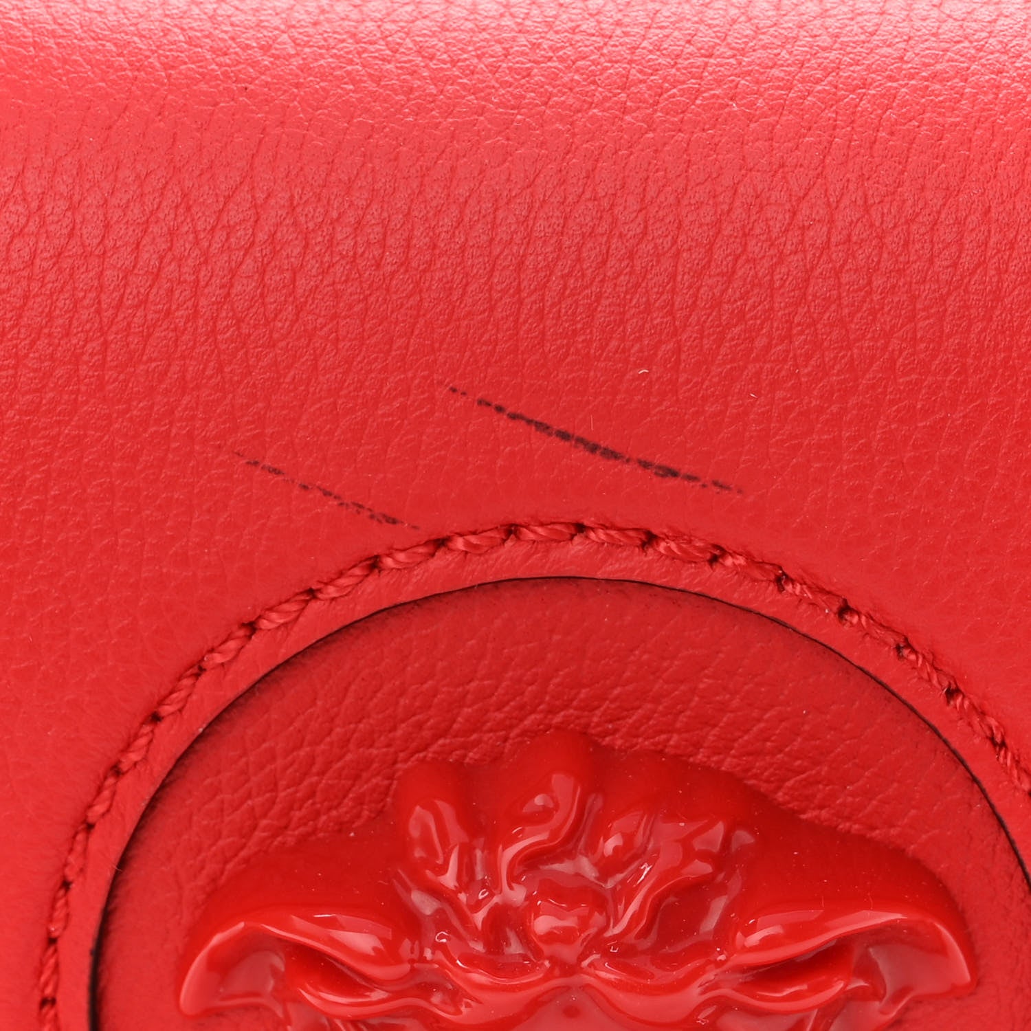 Versace Grained Calfskin Medusa Small Top Handle Handbag Red 10 of 12