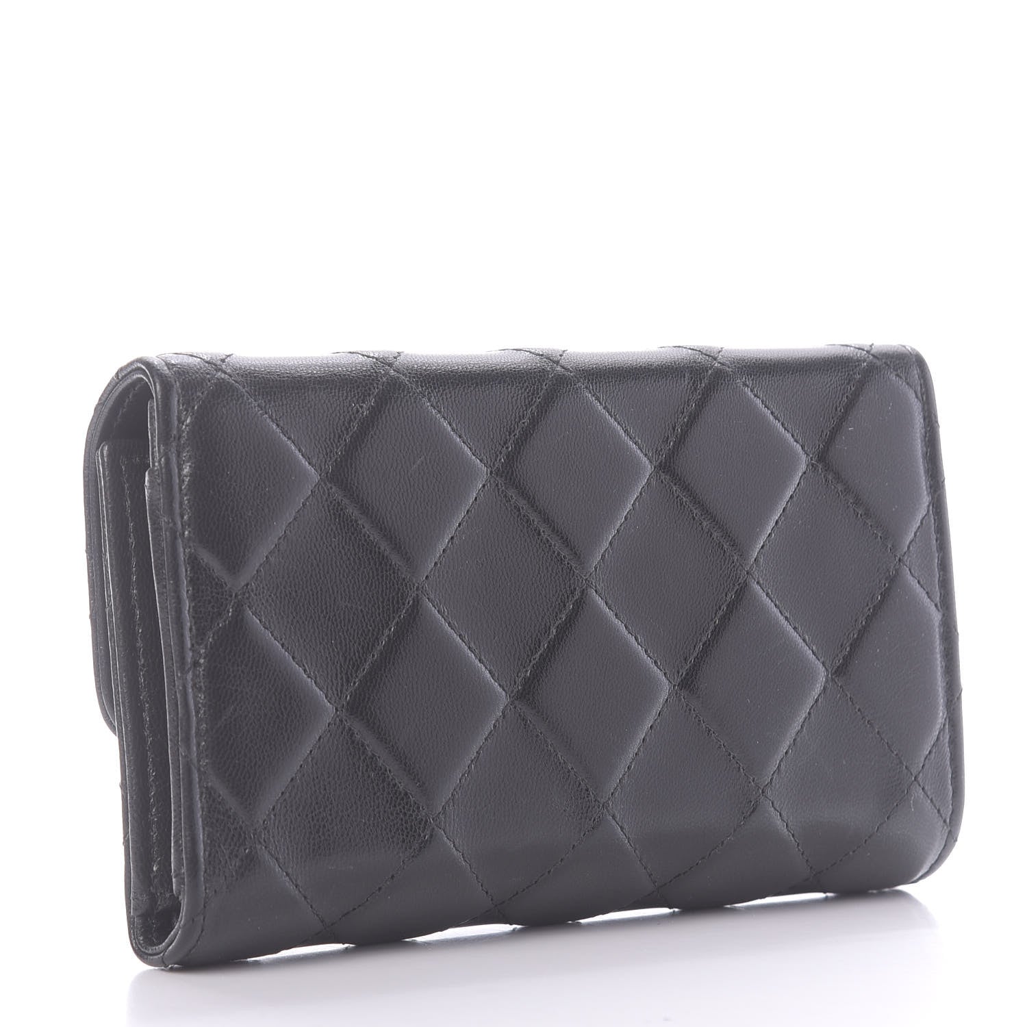 Chanel Shiny Goatskin Quilted Medium Flap Wallet Black 3 of 10