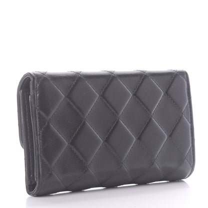 Chanel Shiny Goatskin Quilted Medium Flap Wallet Black 3 of 10