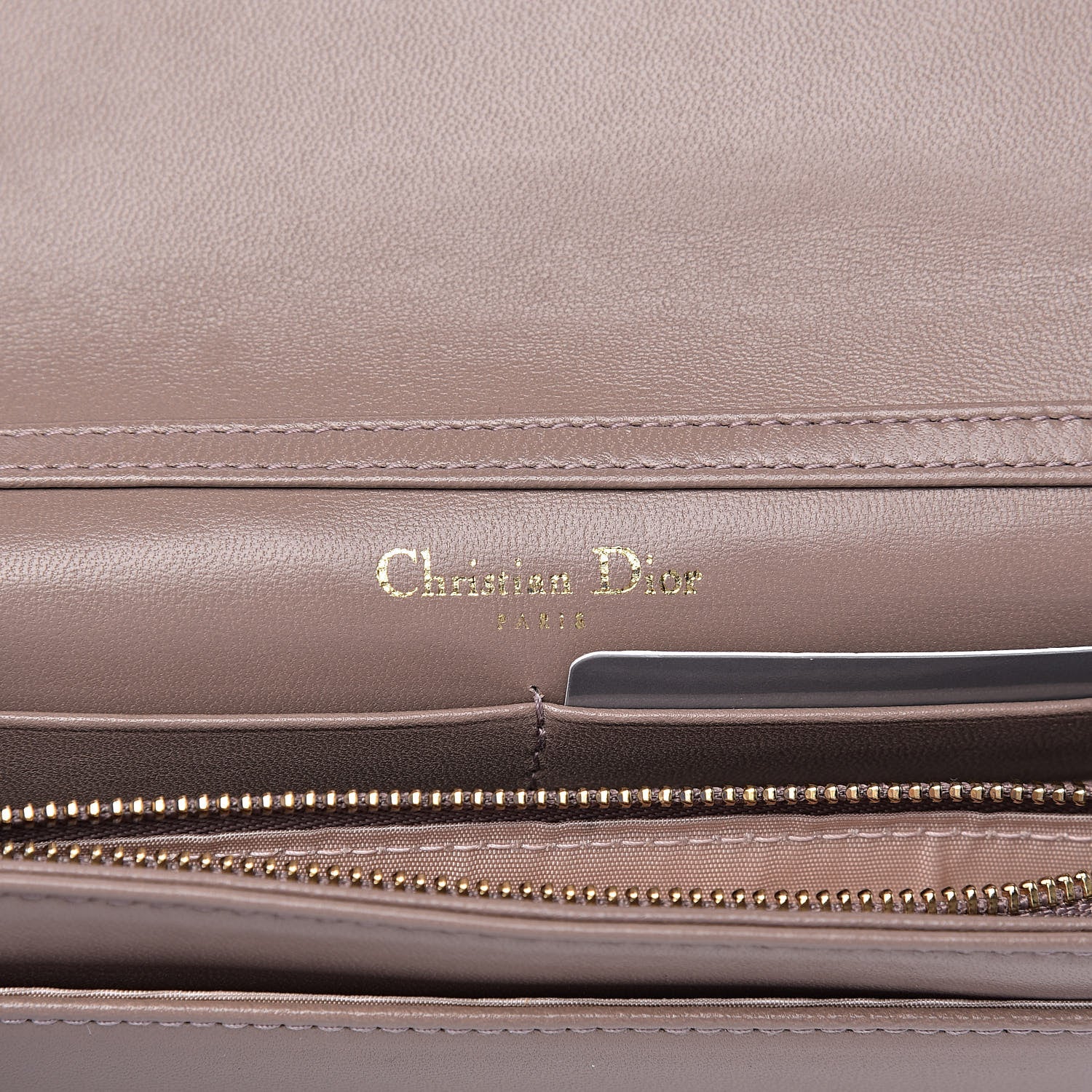 Christian Dior Lambskin Cannage Lady Dior Chain Wallet Dark Beige 6 of 11