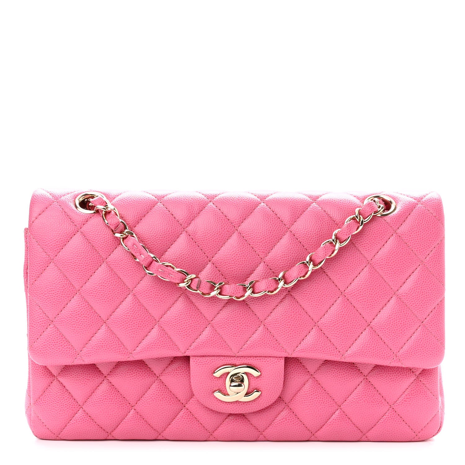 Chanel Caviar Quilted Medium Double Flap Pink 1 of 12