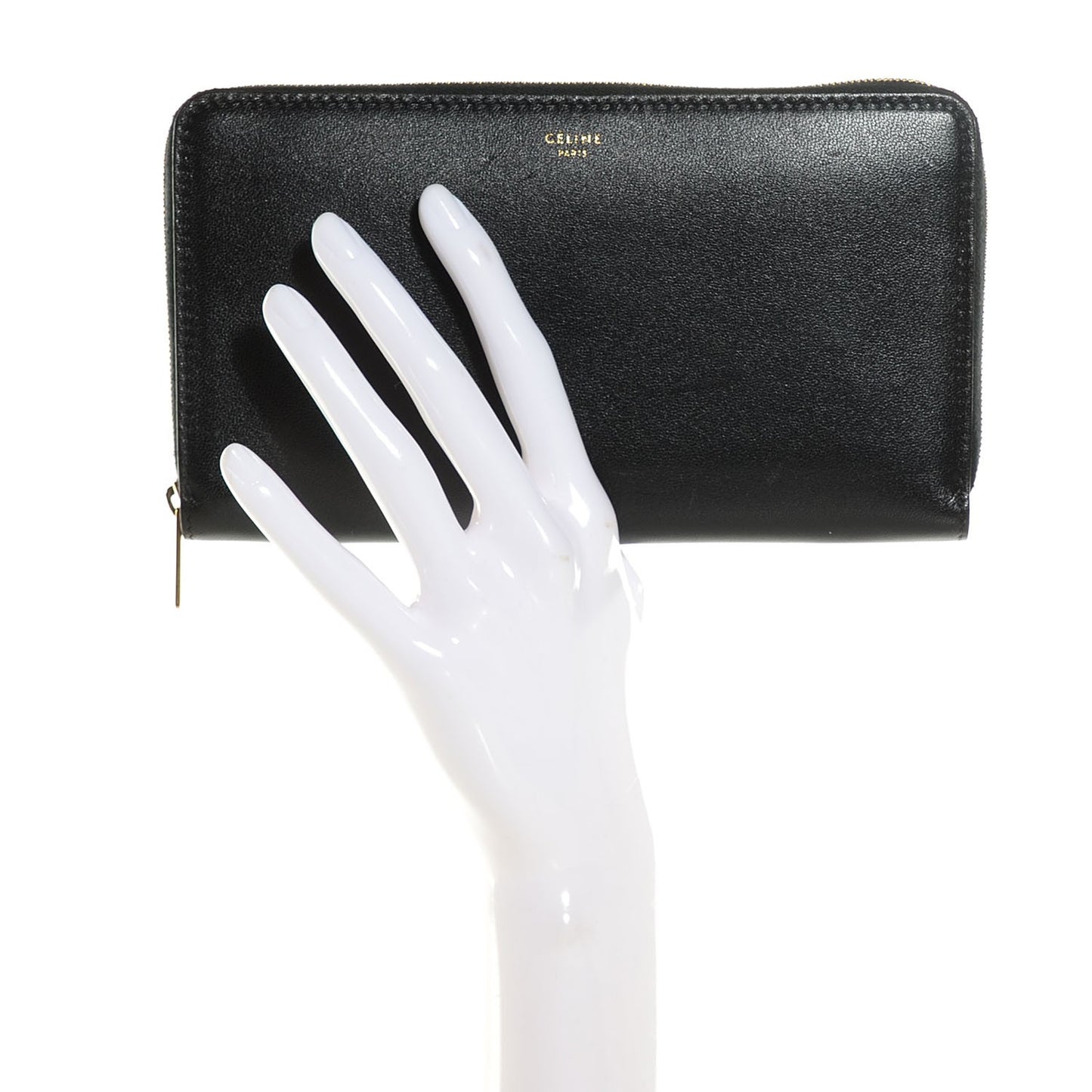 Lambskin Large Zip Around Multifunction Wallet Black