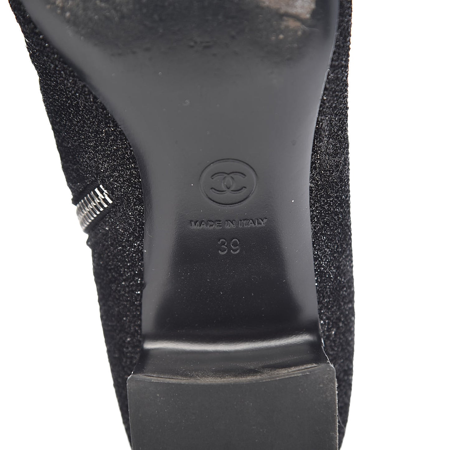 Glitter Patent Cap Toe Short Boots 39 Black