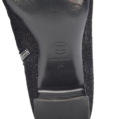 Chanel Glitter Patent Cap Toe Short Boots 39 Black 8 of 10