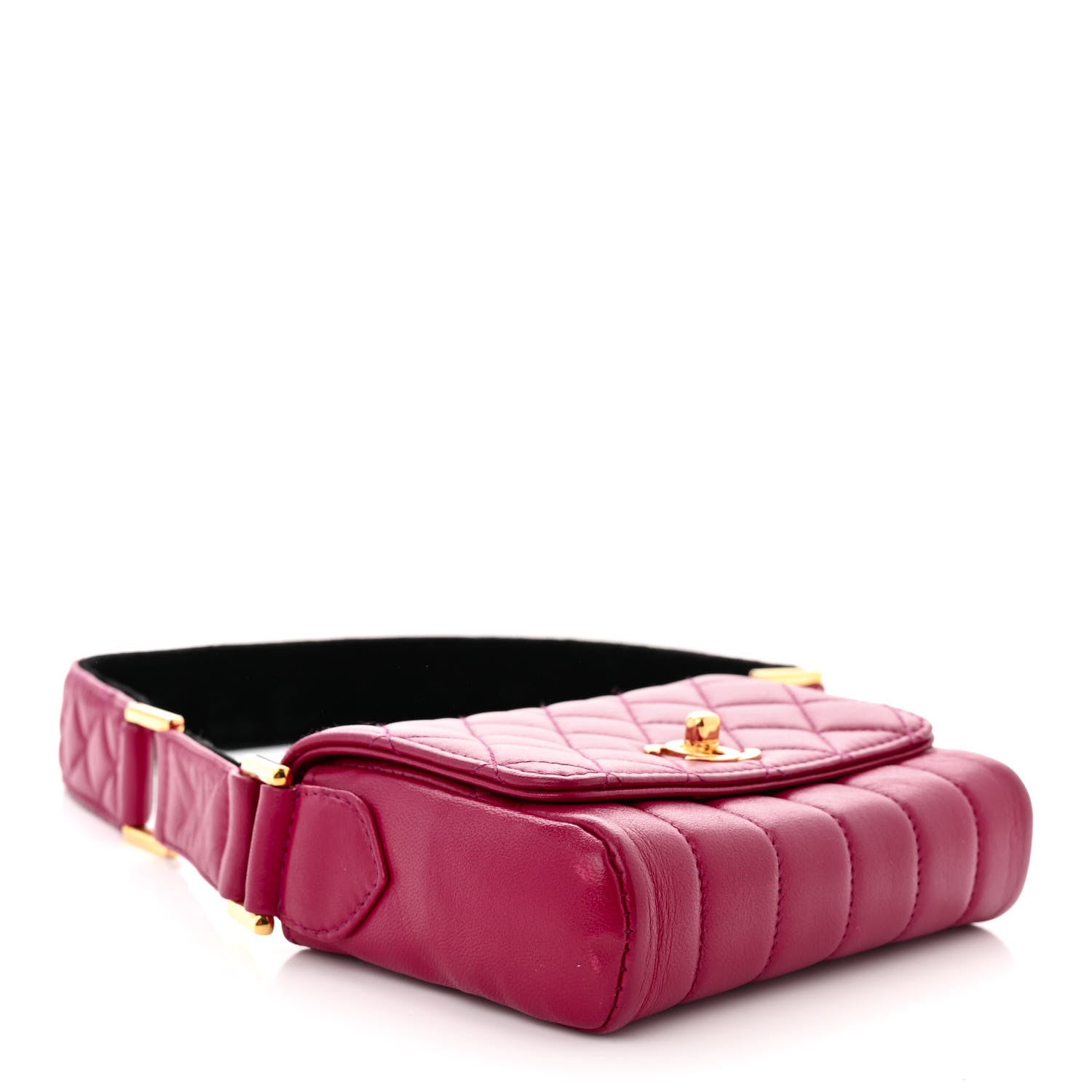 Chanel Lambskin Diamond Vertical Quilted Messenger Flap Dark Pink 4 of 12