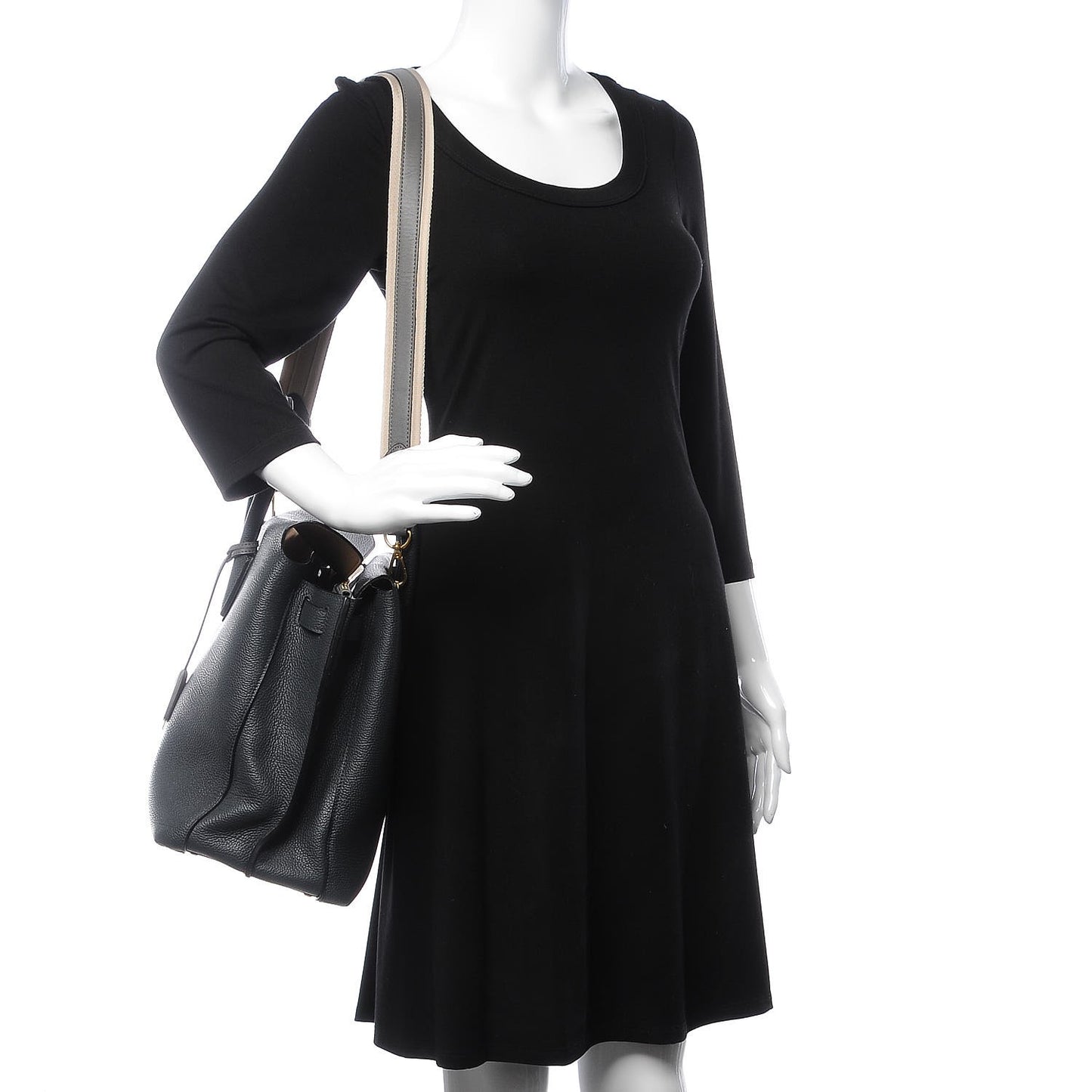 Grained Calfskin Large Milla Tote Phantom Grey