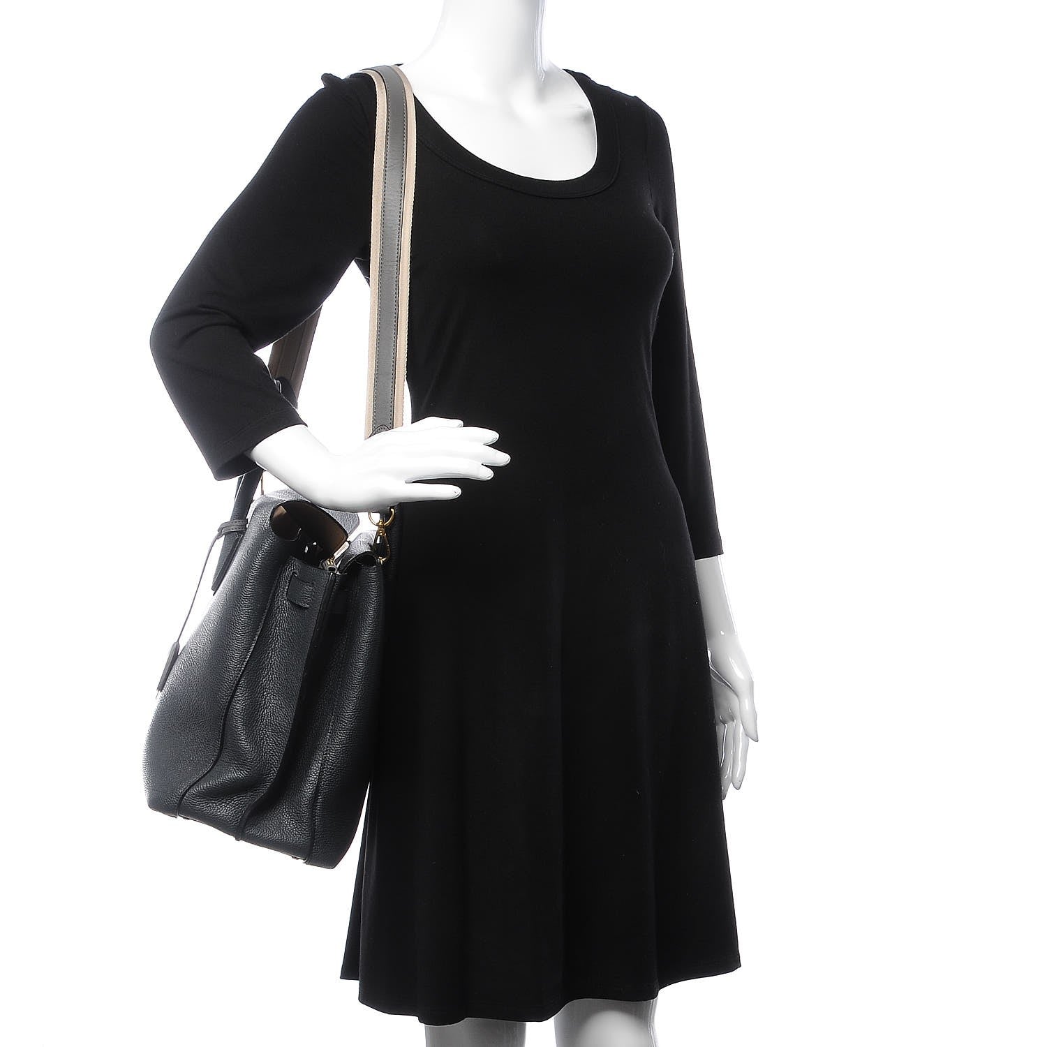 MCM Grained Calfskin Large Milla Tote Phantom Grey 2 of 14