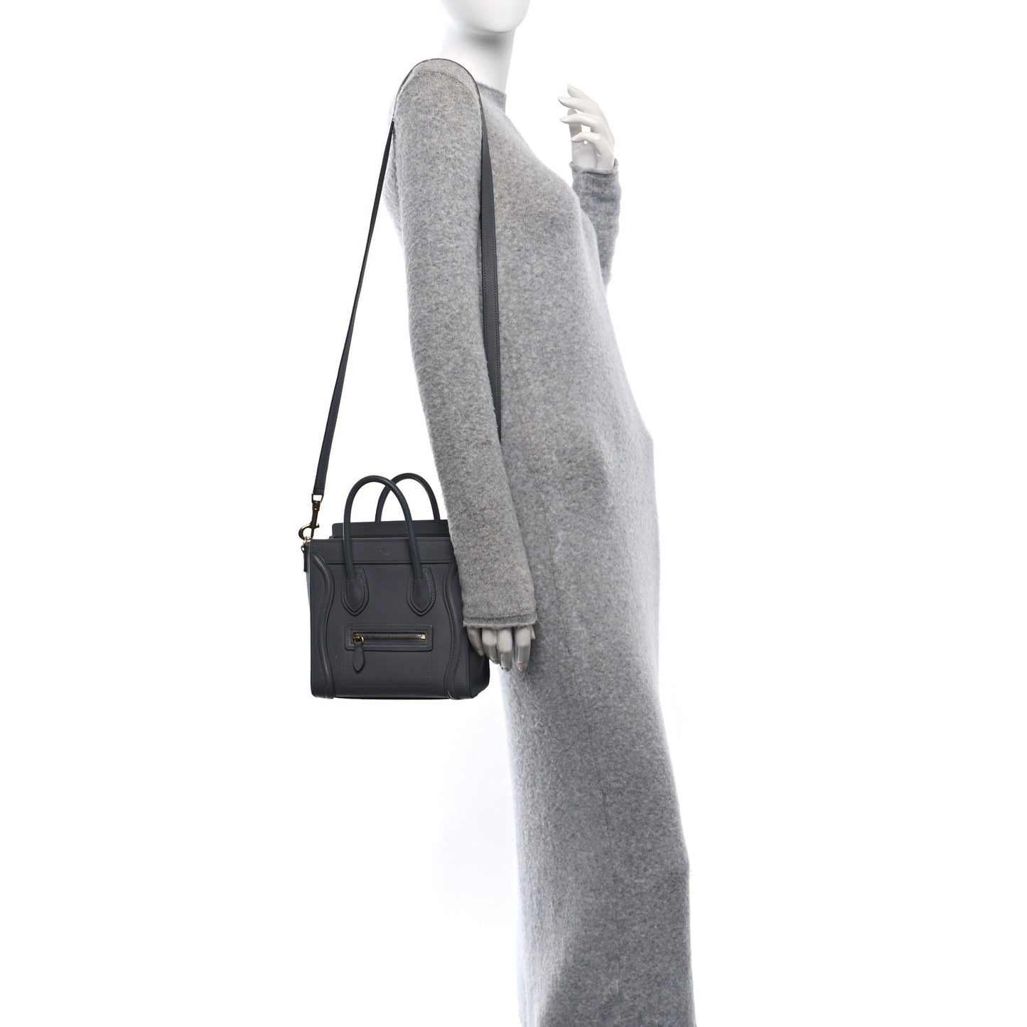 Drummed Calfskin Nano Luggage Kohl