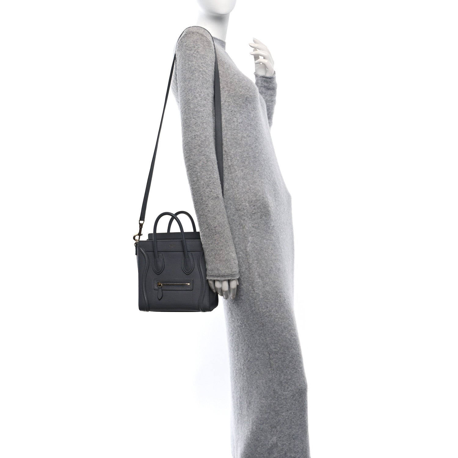 Celine Drummed Calfskin Nano Luggage Kohl 2 of 15