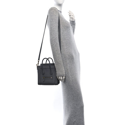 Celine Drummed Calfskin Nano Luggage Kohl 2 of 15