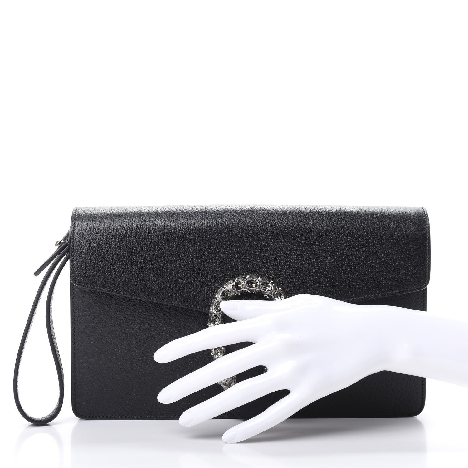 Gucci Dollar Calfskin Crystal Dionysus Clutch Wristlet Black Black Diamond 2 of 7