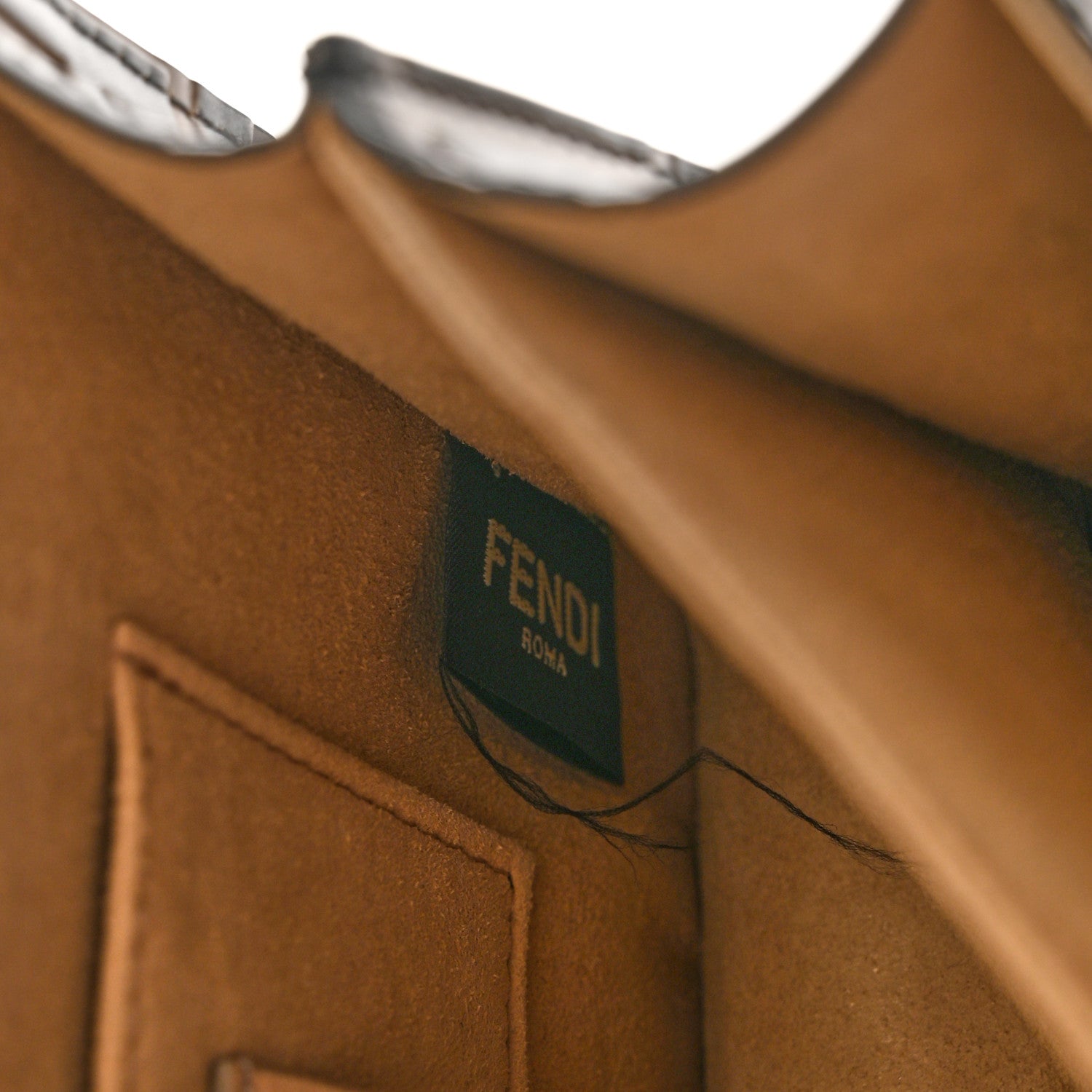 Fendi Vitello Shiny Nappa Bi-Color FF 1974 Lace Up Bow Embossed Small Kan I Shoulder Bag Maya Black Fragola 11 of 11