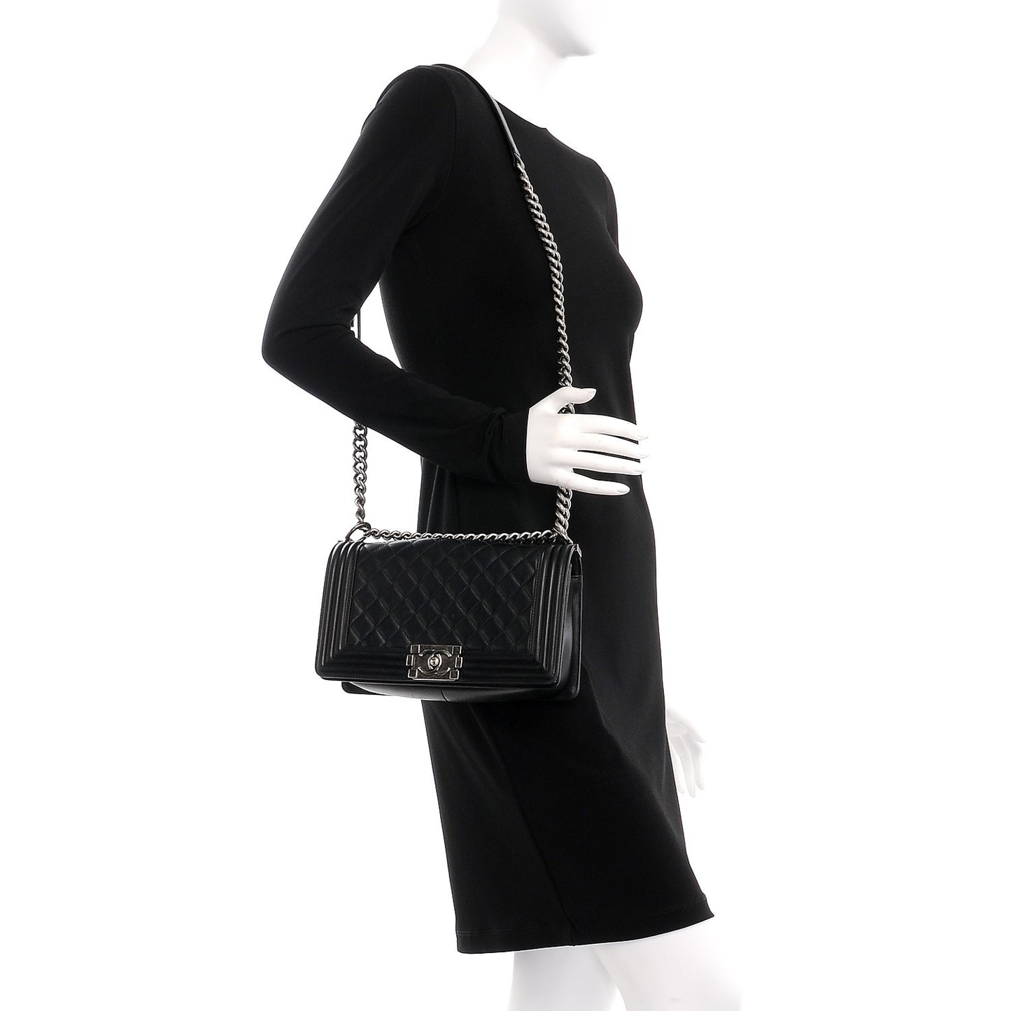 Lambskin Quilted Medium Boy Flap Black