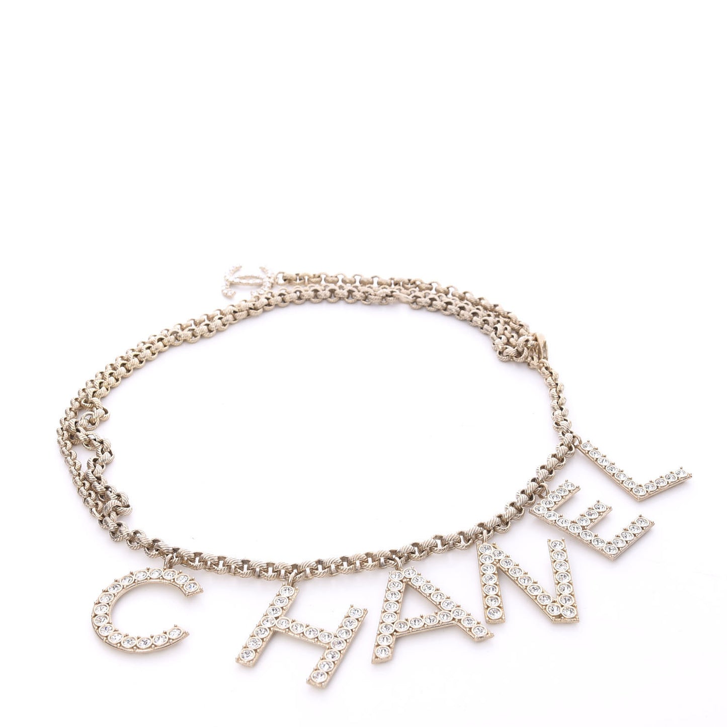 Crystal City of Lights Letter Chain Belt Gold