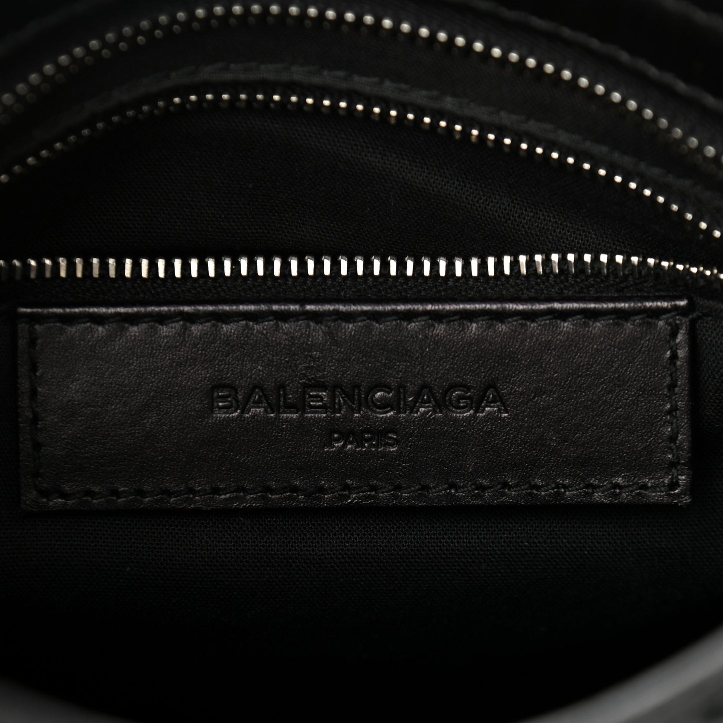Smooth Calfskin Metallic Patent Giant 12 Silver Hardware Mini City Black Gris