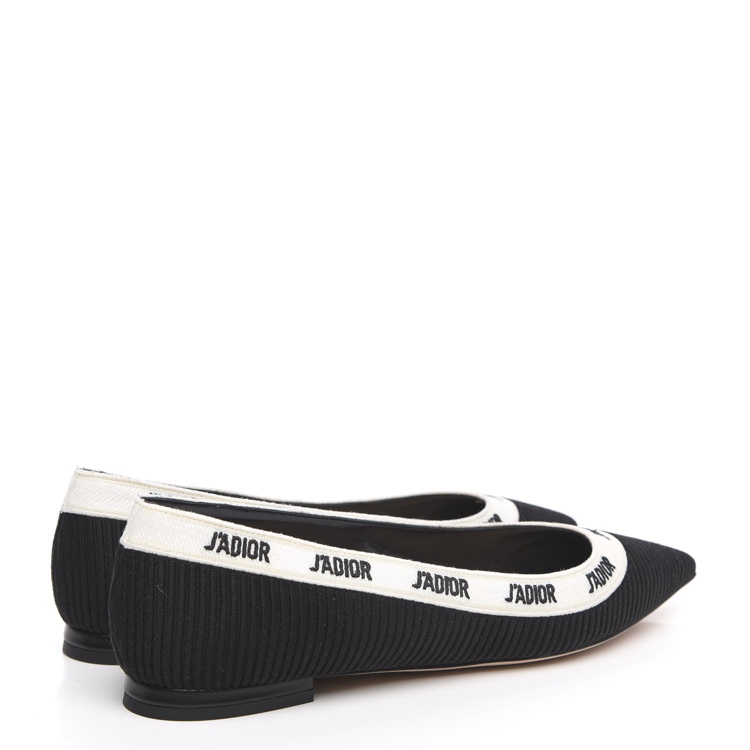 Christian Dior Fabric Ribbon Embroidered J'Adior Ballet Flats 37.5 Black 4 of 9