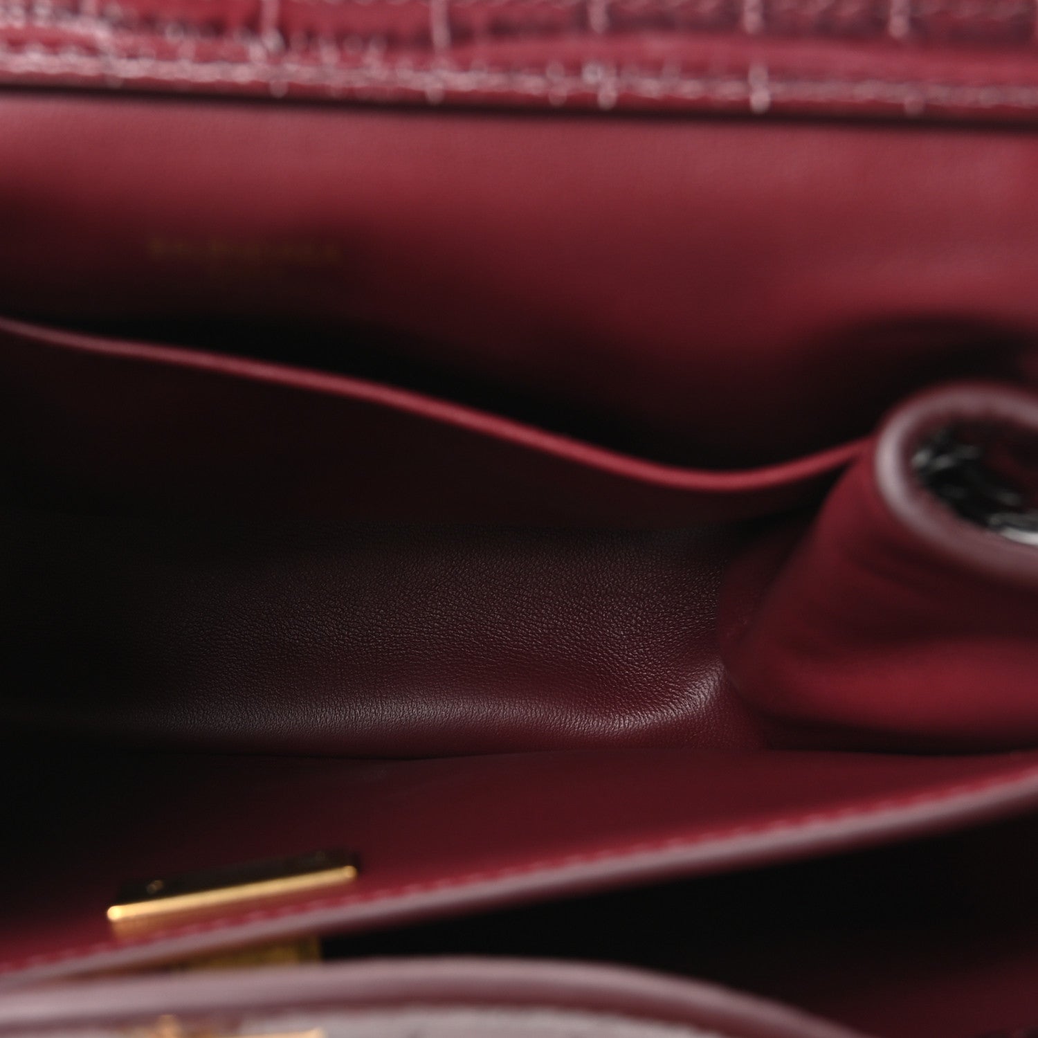 Balenciaga Shiny Calfskin Crocodile Embossed Mini Rodeo Top Handle Handbag Dark Burgundy 4 of 8