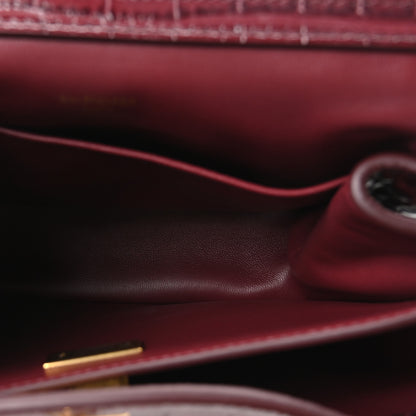 Balenciaga Shiny Calfskin Crocodile Embossed Mini Rodeo Top Handle Handbag Dark Burgundy 4 of 8