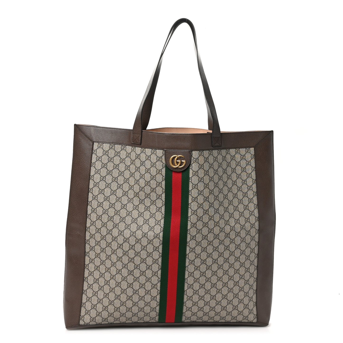 GG Supreme Monogram Web Maxi Ophidia Vertical Shopping Tote Brown