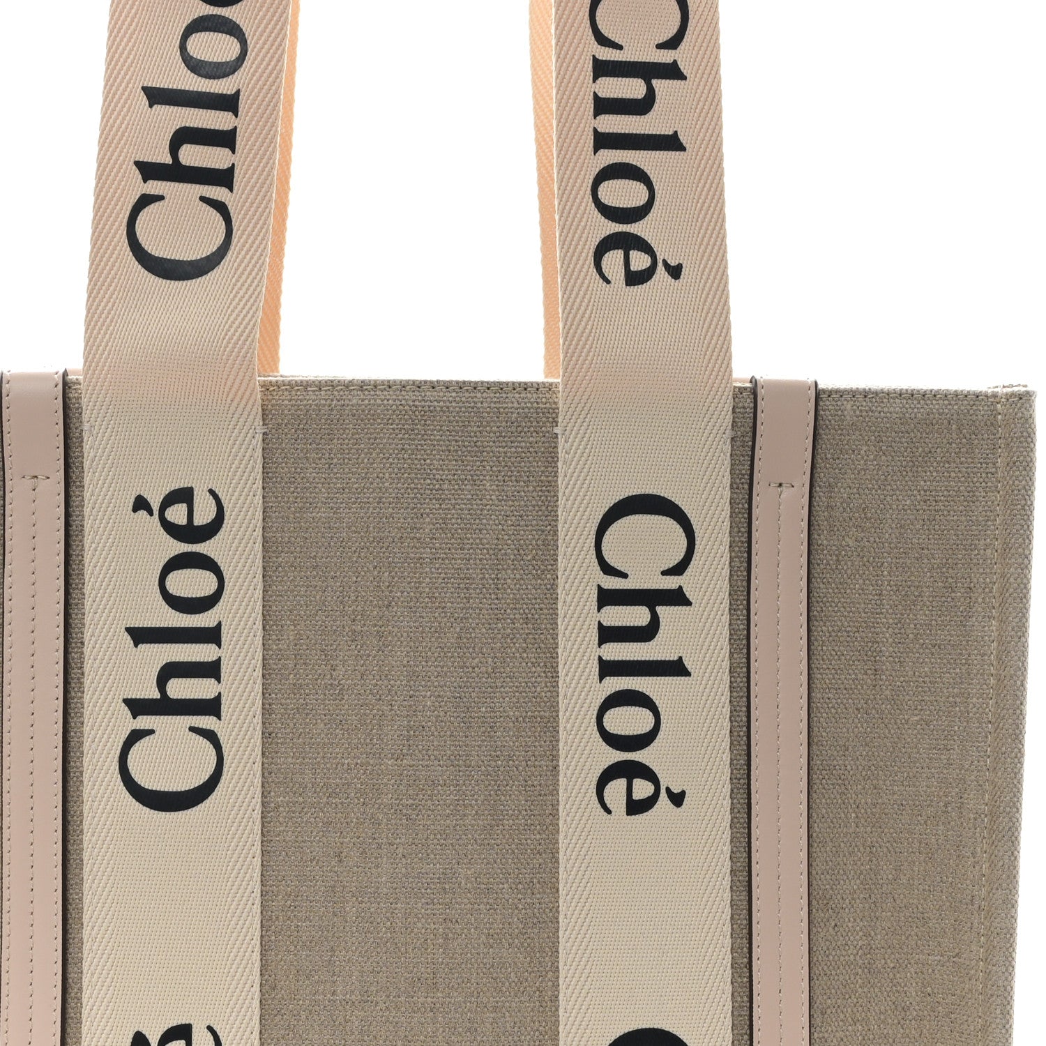 Chloe Linen Calfskin Medium Woody Ribbon Tote Cement Pink 8 of 11